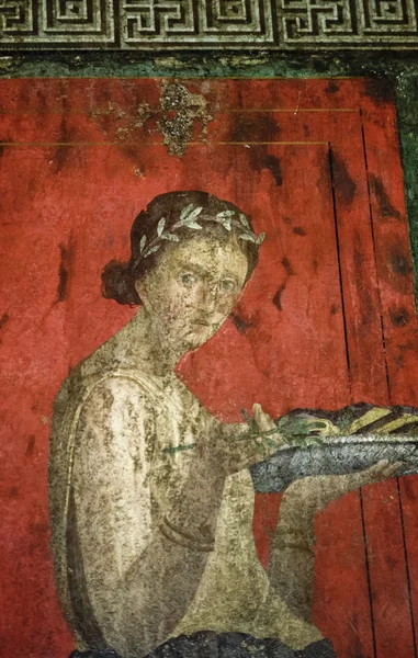 Italy, Pompei, original roman fresco — Stock Photo, Image
