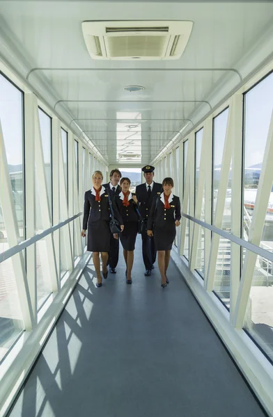 Flight assistants in airport — Stock Photo, Image