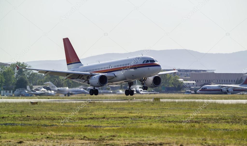 Landing airplane