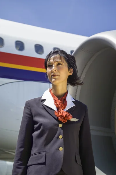 Stewardess near the airplane — Stock Photo, Image