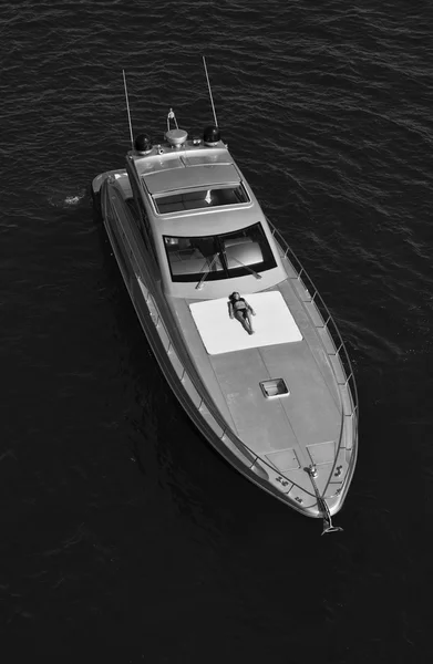 Aerial view of luxury yacht — Stock Photo, Image