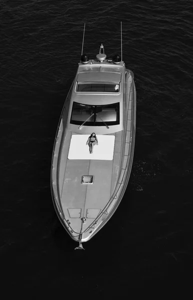 Aerial view of luxury yacht — Stock Photo, Image