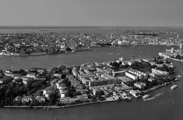 Aerial view of the city and venetian lagoon — Stock Photo, Image