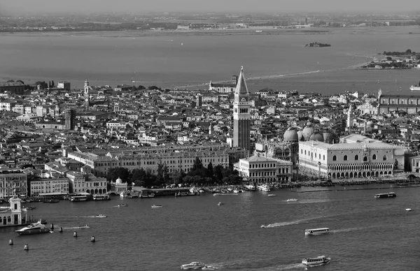 Aerial view of the city and venetian lagoon — Stock Photo, Image