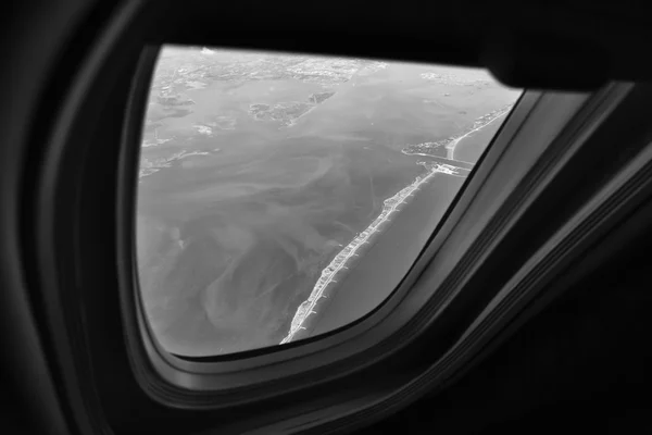 Lagune von Venedig vom Flugzeugfenster aus gesehen — Stockfoto