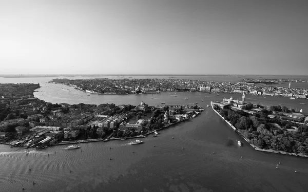 Aerial view of the city and venetian lagoon — Stock Photo, Image