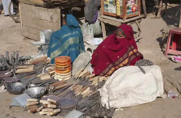 Straat verkopers op de markt van Uttar Pradesh — Stockfoto