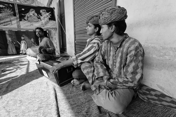Hindistan Yerel sokak oyuncuları — Stok fotoğraf