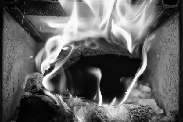 Wood stove burning in a private house — Stock Photo, Image