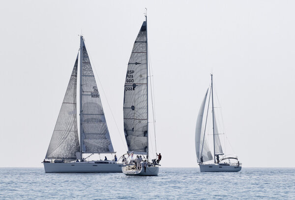 sailboats race in Mediterranean Sea