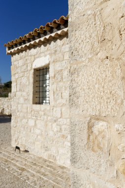 İtalya, Sicilya; tipik el yapımı Sicilya dış taş dış cephesi kırsal bir ev