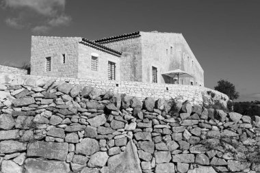 İtalya, Sicilya; tipik el yapımı Sicilya dış taş dış cephesi kırsal bir ev