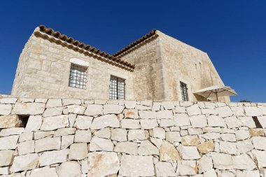 İtalya, Sicilya; tipik el yapımı Sicilya dış taş dış cephesi kırsal bir ev