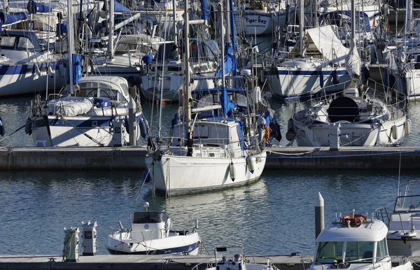 Italy, Sicily, Mediterranean sea, Marina di Ragusa; 22 December 2015, view of luxury yachts in the marina - EDITORIAL — Stock Photo, Image