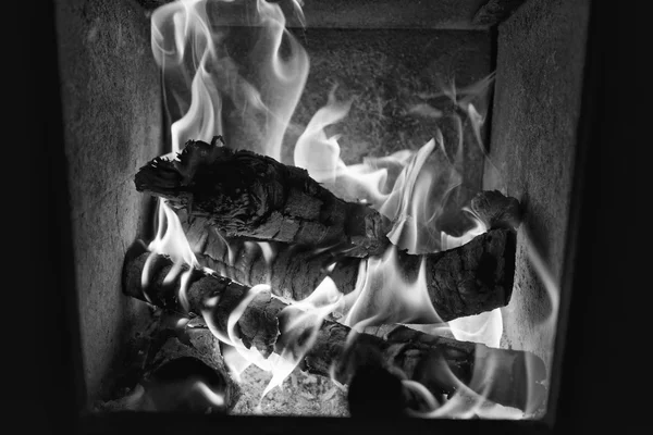 Leña ardiendo en una estufa —  Fotos de Stock