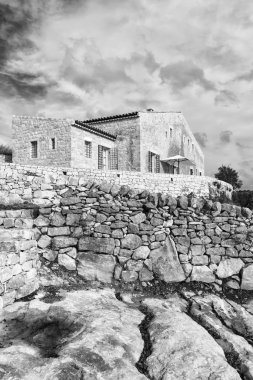 İtalya, Sicilya, kırsal (Ragusa eyaletinde), tipik taş Sicilya evi