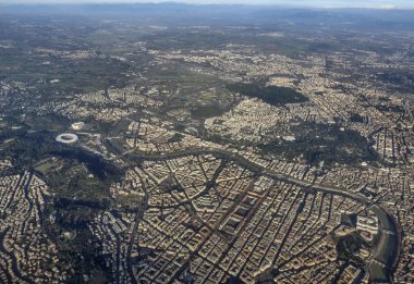 Roma ve Tevere Nehri'nin İtalya, Lazio, havadan görünümü