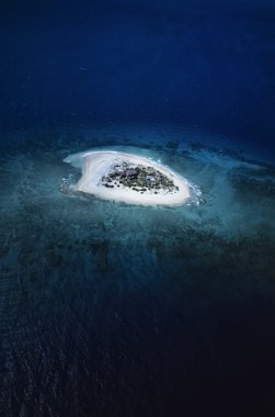 Pasifik Okyanusu, Fiji Adaları, havadan görünümü bir küçük tropik resif Adası - Film tarama