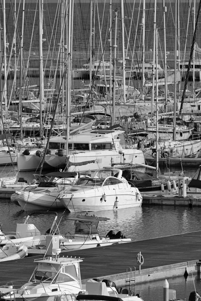 Italy, Sicily, Mediterranean sea, Marina di Ragusa; 20 December 2015, view of luxury yachts in the marina - EDITORIAL — Stock Photo, Image