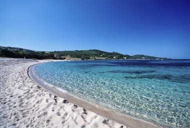 France, Southern Corsica, Tyrrhenian Sea, Ajaccio, view of the coastline and the beach - FILM SCAN clipart