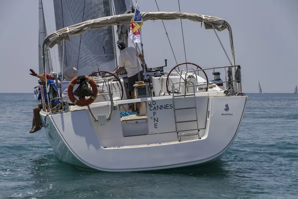 Italy, Sicily, Mediterranean Sea; 30 june 2012, sailboat in a race - EDITORIAL — Stock Photo, Image