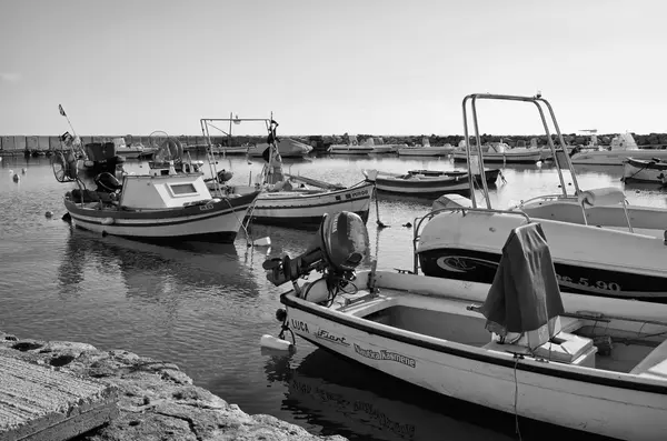 Italy, Sicily, Mediterranean sea, Punta Secca (Ragusa Province); 02 January 2016, wooden fishing boats in the port - EDITORIAL — Stock Photo, Image