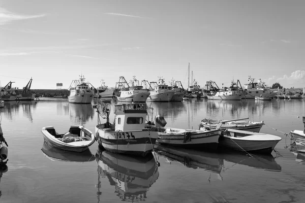 Italy, Sicily, Scoglitti (Ragusa Province); 12 October 2015, sicilian wooden fishing boats in the port - EDITORIAL — стоковое фото