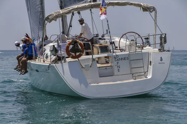 Italy, Sicily, Mediterranean Sea; 30 june 2012, sailboat in a race - EDITORIAL — Stock Photo, Image