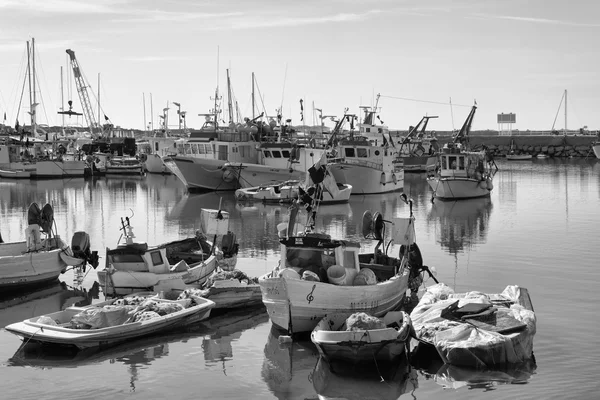 Italy, Sicily, Scoglitti (Ragusa Province); 12 October 2015, sicilian wooden fishing boats in the port - EDITORIAL — стоковое фото