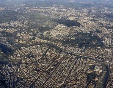 Roma ve Tevere Nehri'nin İtalya, Lazio, havadan görünümü
