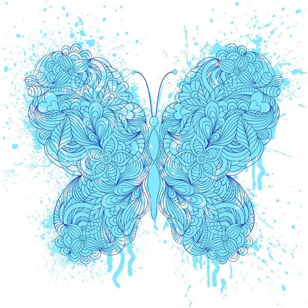Метелик на гранжевому сплеску — стоковий вектор