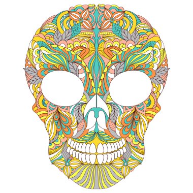 Beyaz arka plan üzerinde çiçek kafatası.