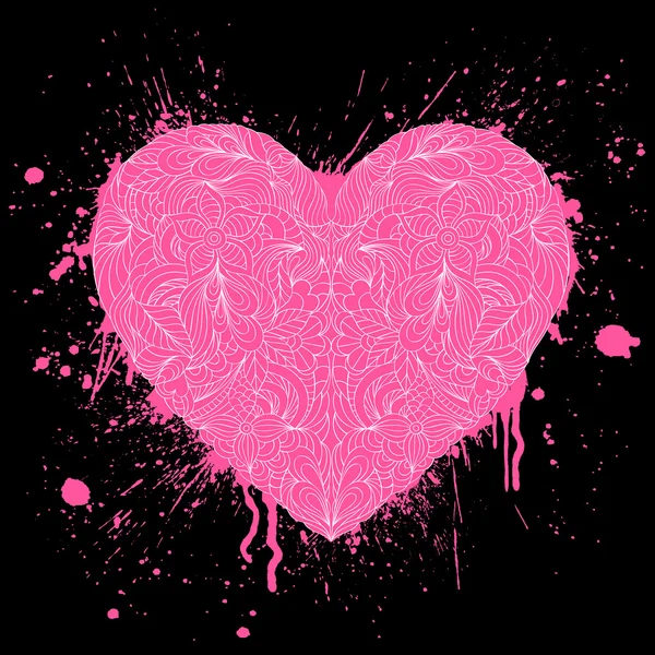 Grunge heart on black background — Stock Vector