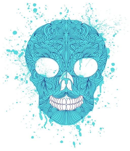 Grunge skull on white background. — Stock Vector