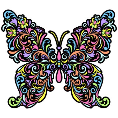 Beyaz arka plan üzerinde çiçek kelebek