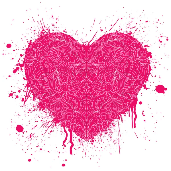 Coeur avec motif dessiné à la main — Image vectorielle