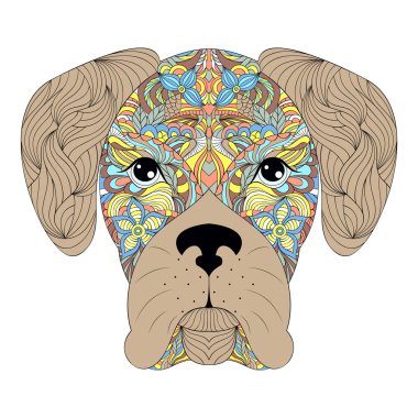 Beyaz arka plan üzerinde köpek başkanı.