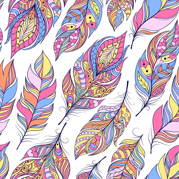Motif avec des plumes abstraites colorées — Image vectorielle