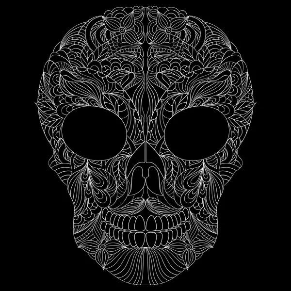 Abstract skull on black background. — Stock Vector