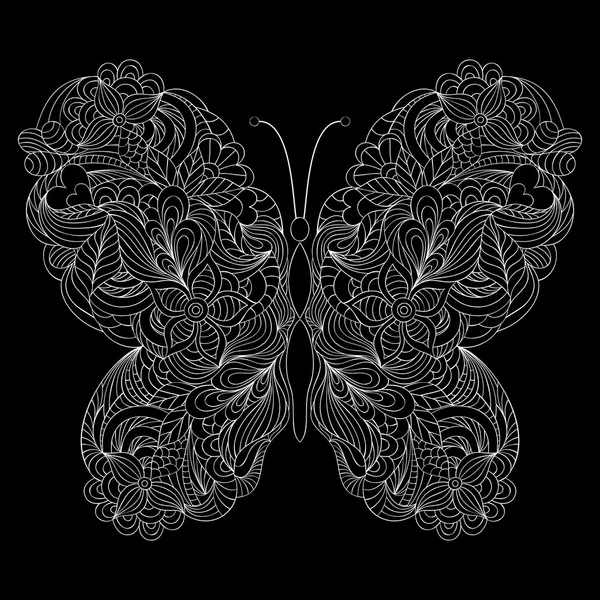 Mariposa abstracta sobre fondo negro . — Vector de stock