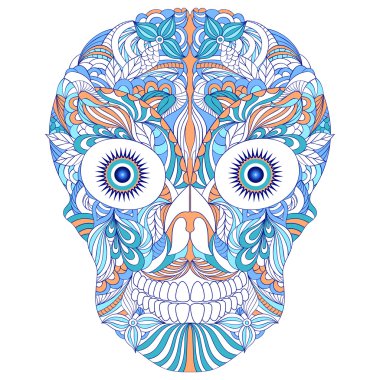 Beyaz arka plan üzerinde çiçek kafatası