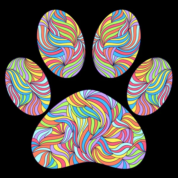 Paw print on black background — Stock Vector