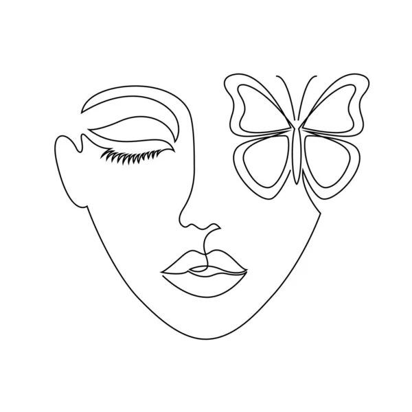 Minimal visage de femme. — Image vectorielle