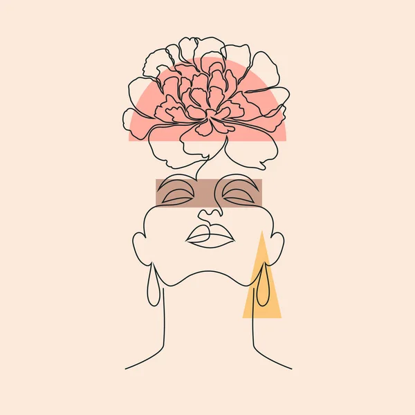 Minimal visage de femme — Image vectorielle