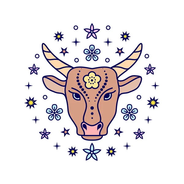 Ox segno zodiacale cinese — Vettoriale Stock