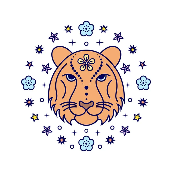 Tigre signo del zodíaco chino — Vector de stock