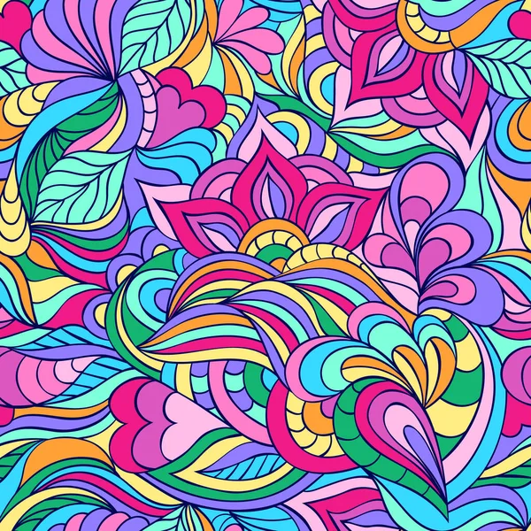 Patrón con flores abstractas y líneas — Vector de stock