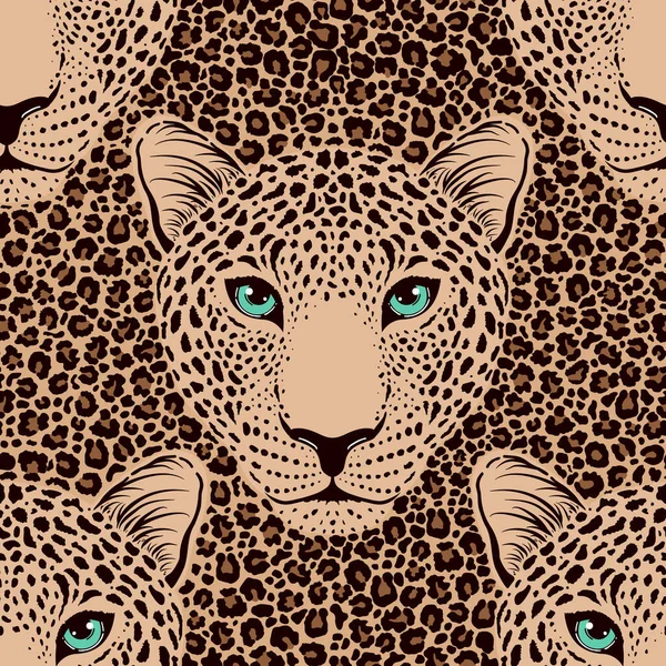 Mönster med leopardmynning och leopardpäls. — Stock vektor