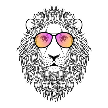 Güneş gözlüklü aslan.