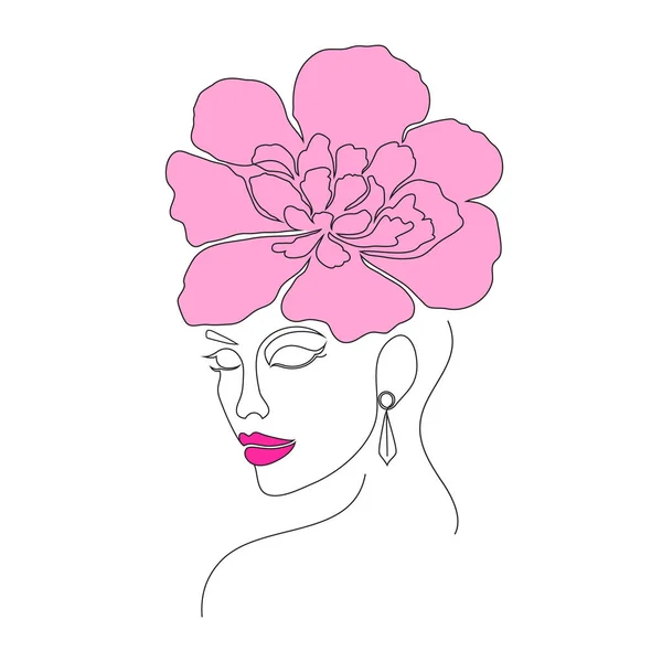 Minimal visage de femme — Image vectorielle